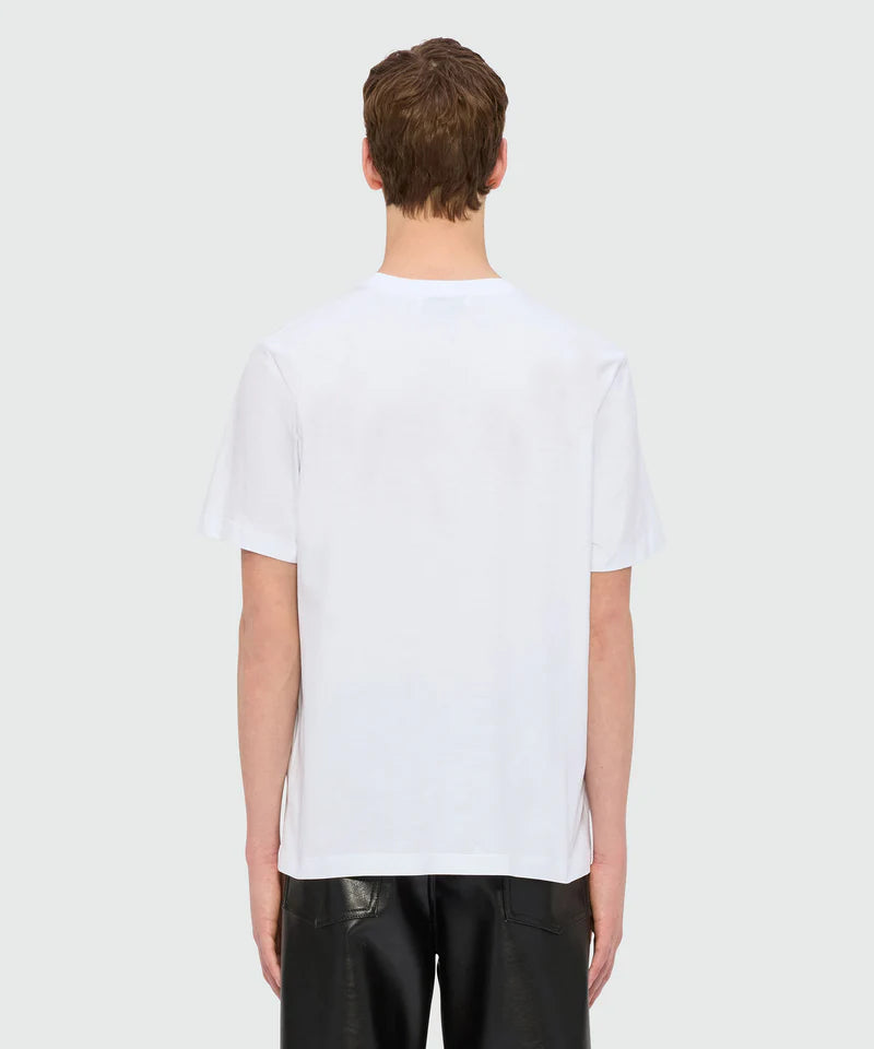 Back view of white jersey T-shirt with MSGM Ready to Dream patch on the chest, regular fit for men.