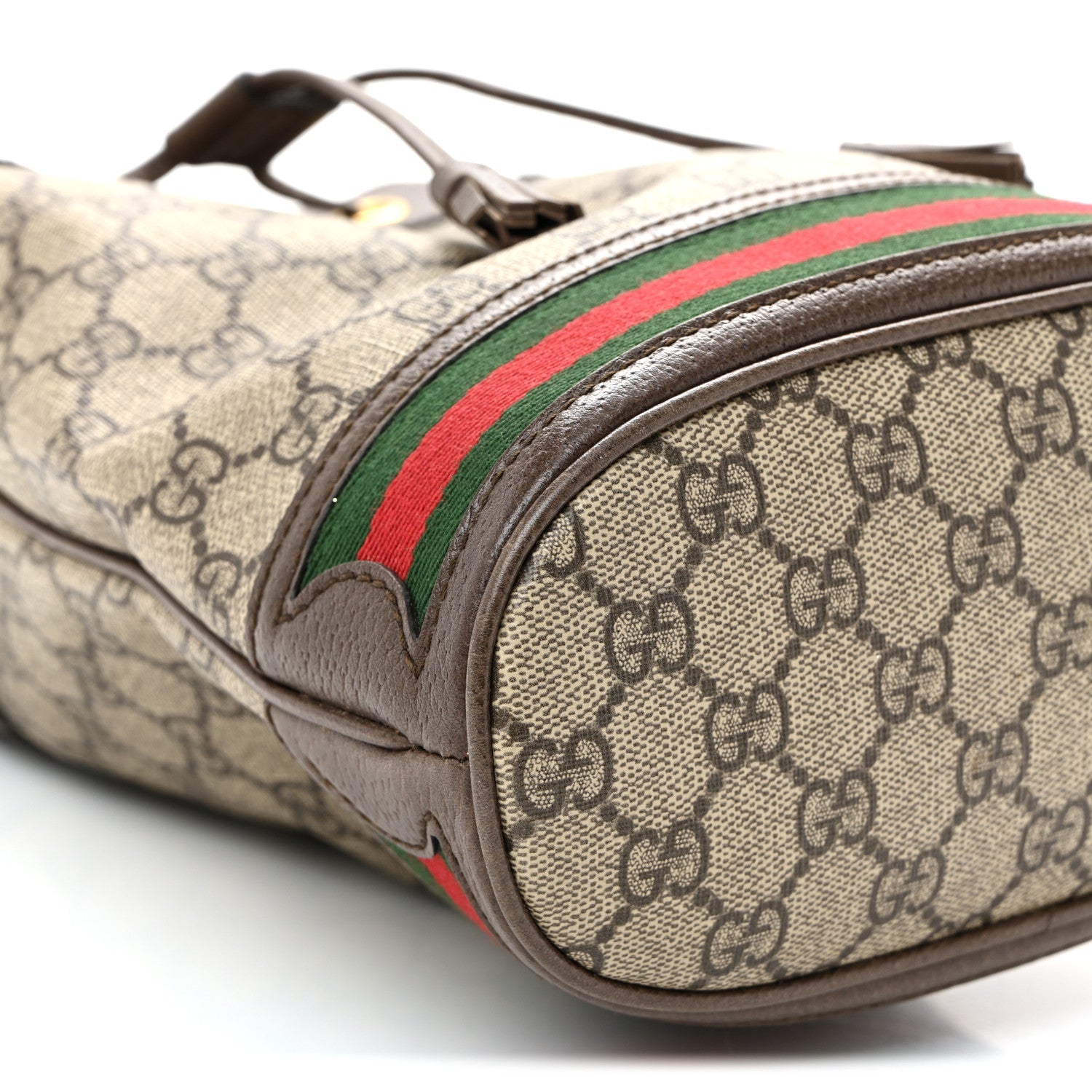 GG Supreme Monogram Web Small Ophidia Bucket Bag Brown