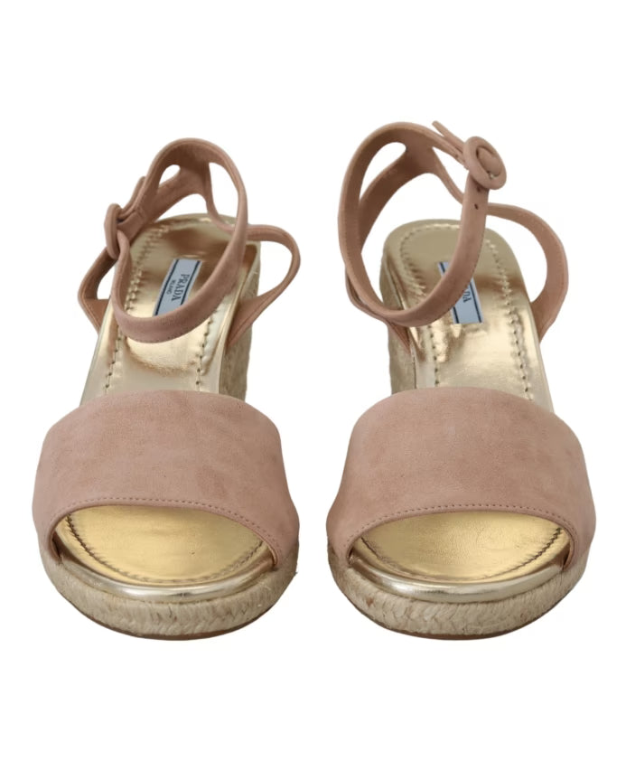 Prada Elegant Suede Wedge Sandals