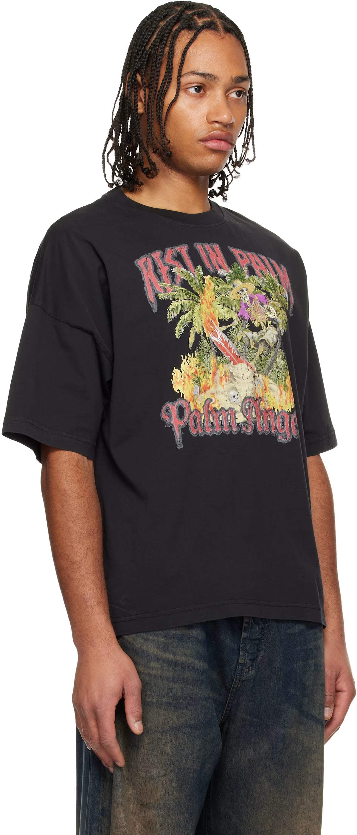 Black 'Rest In Palm' Loose T-shirt