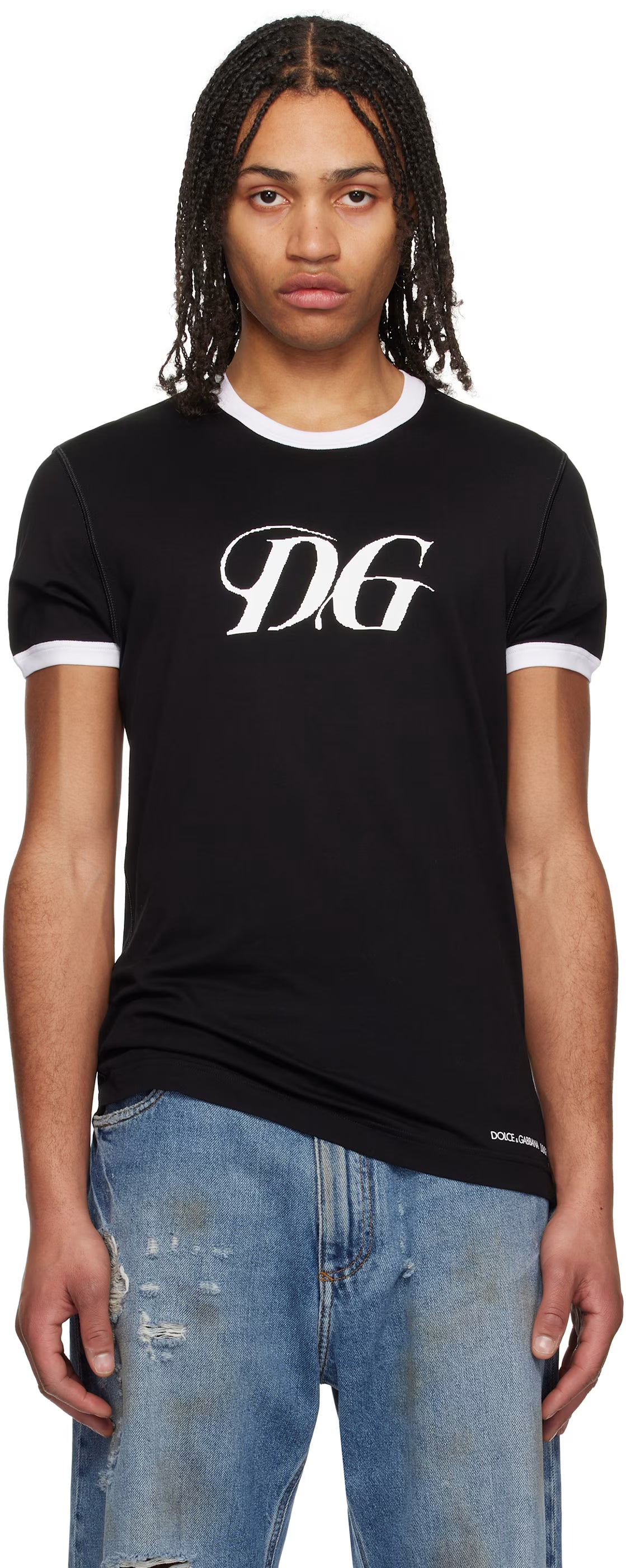 Dolce&Gabbana Black 'DG' Print Cotton T-shirt