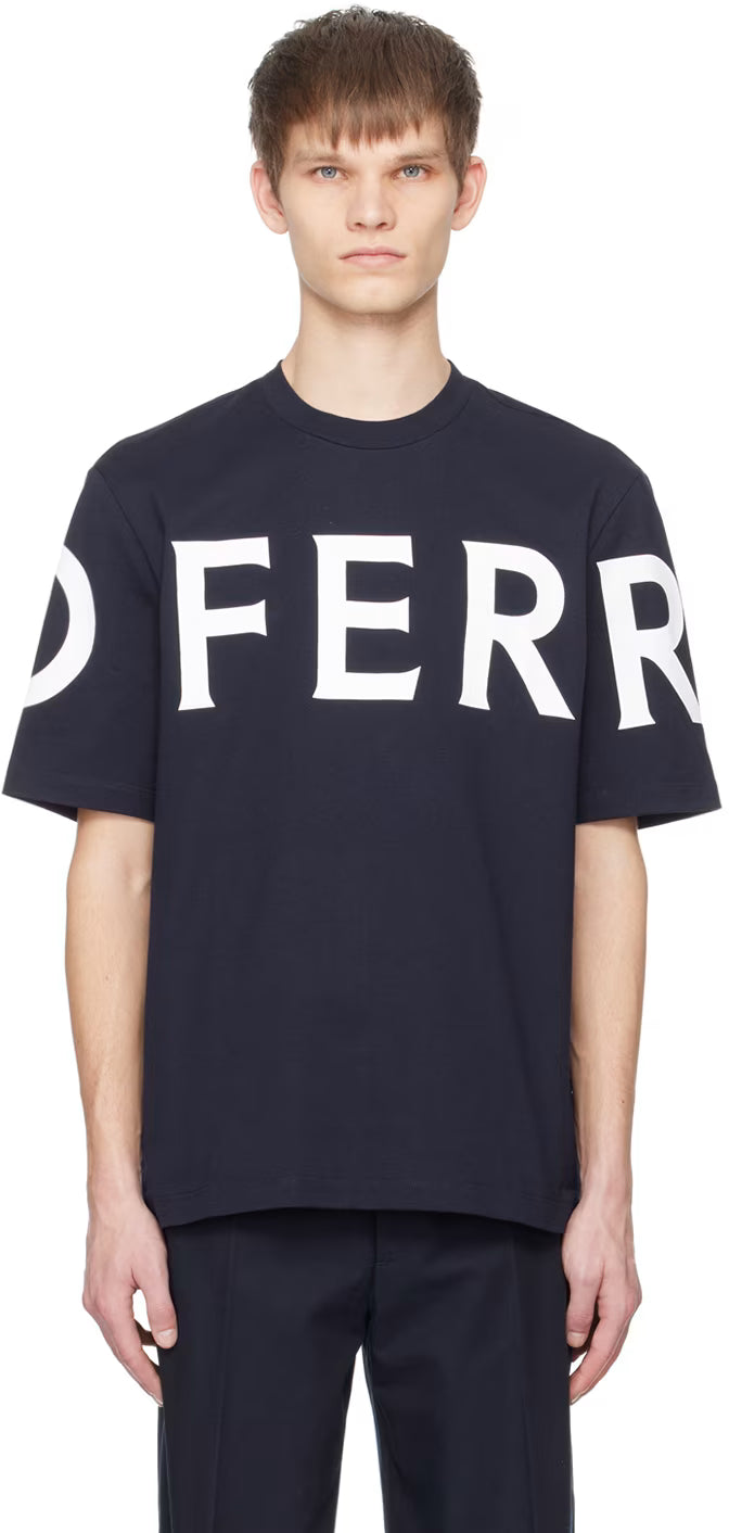 Ferragamo Navy Printed T-Shirt