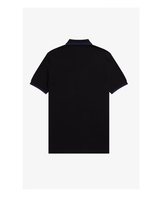Fred Perry Slim Fit Twin Tipped Polo in Black/French Navy
