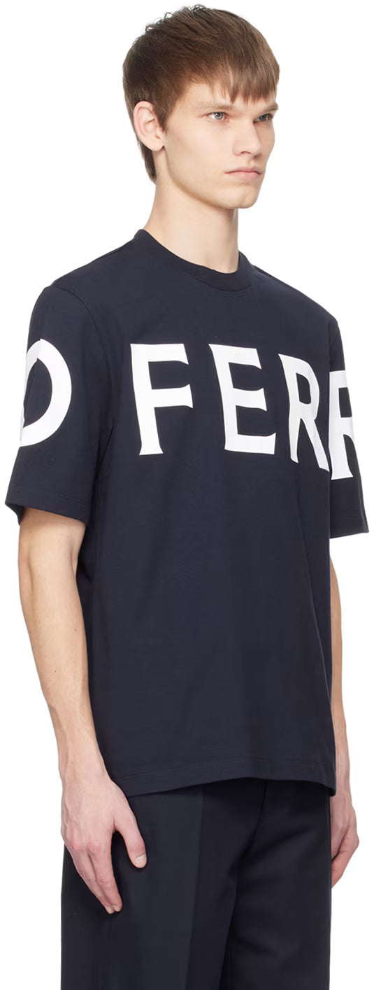 Ferragamo Navy Printed T-Shirt