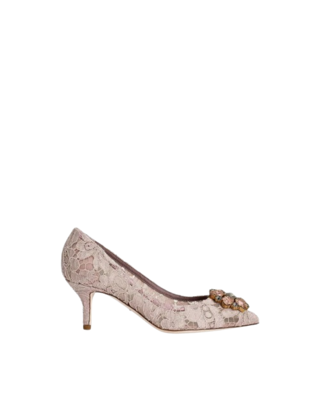 Lace rainbow pumps with brooch detailing