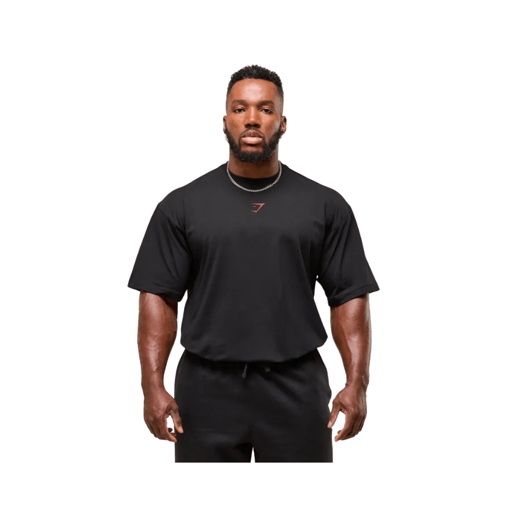 Gymshark Power T-Shirt Oversized Fit Black/Conditioning Red