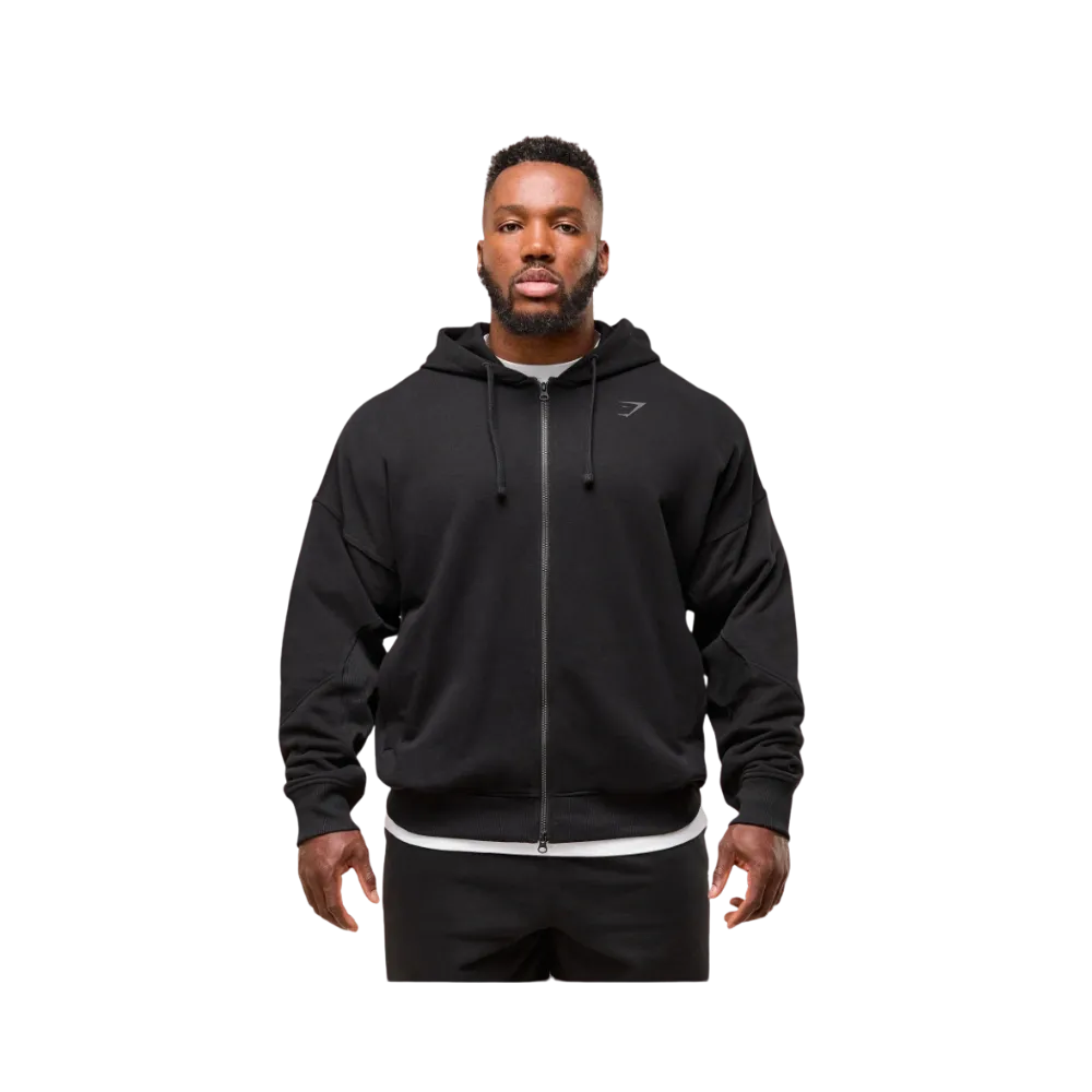 Gymshark Power Zip Up Hoodie Oversized Fit Black