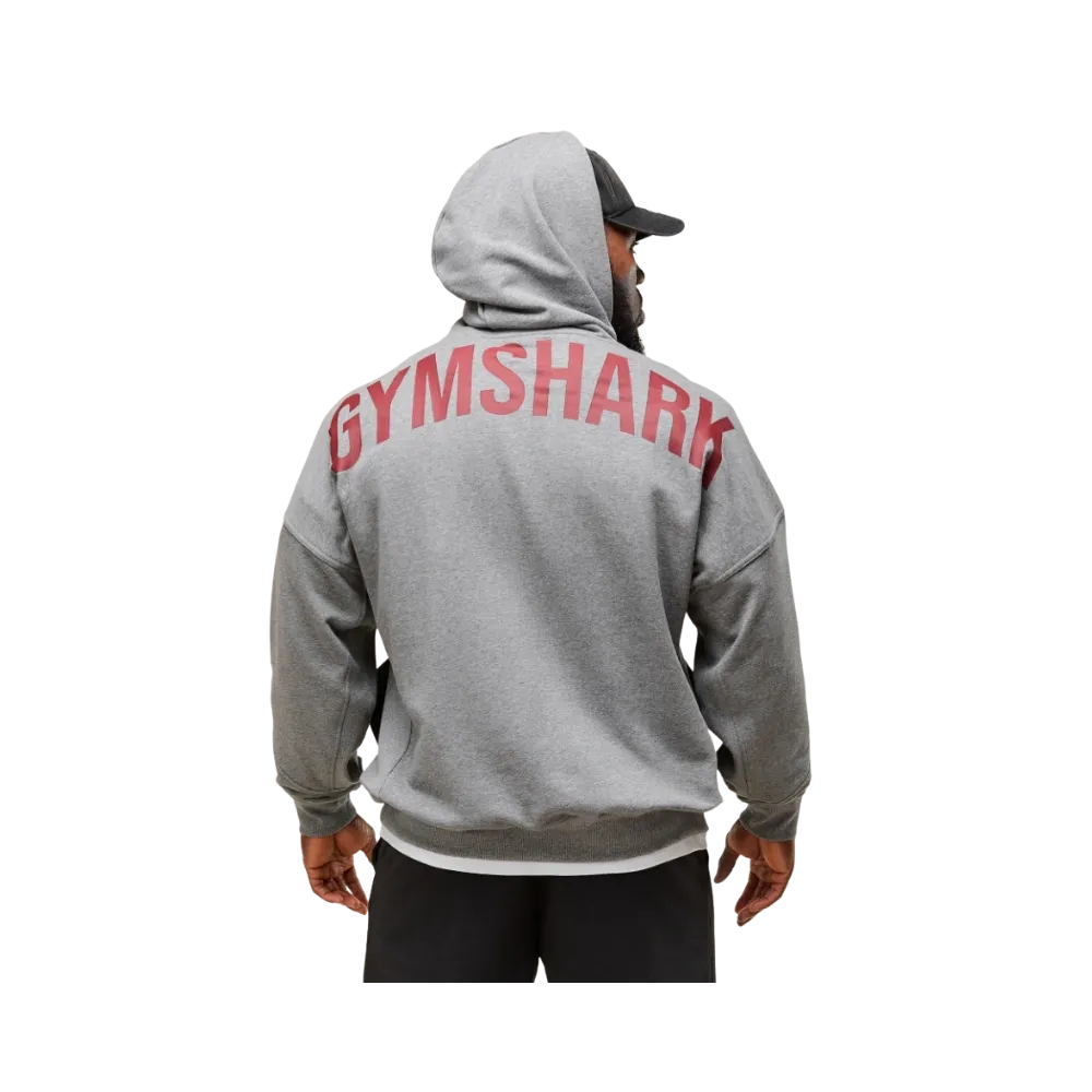 Gymshark Power Zip Up Hoodie Oversized Fit Charcoal Core Marl