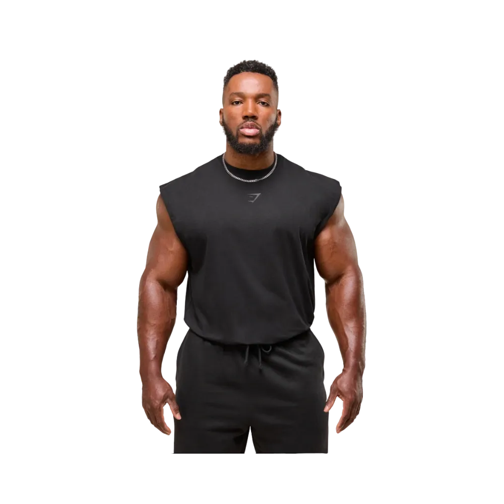 Gymshark Power Cut Off Tank Oversized Fit Black