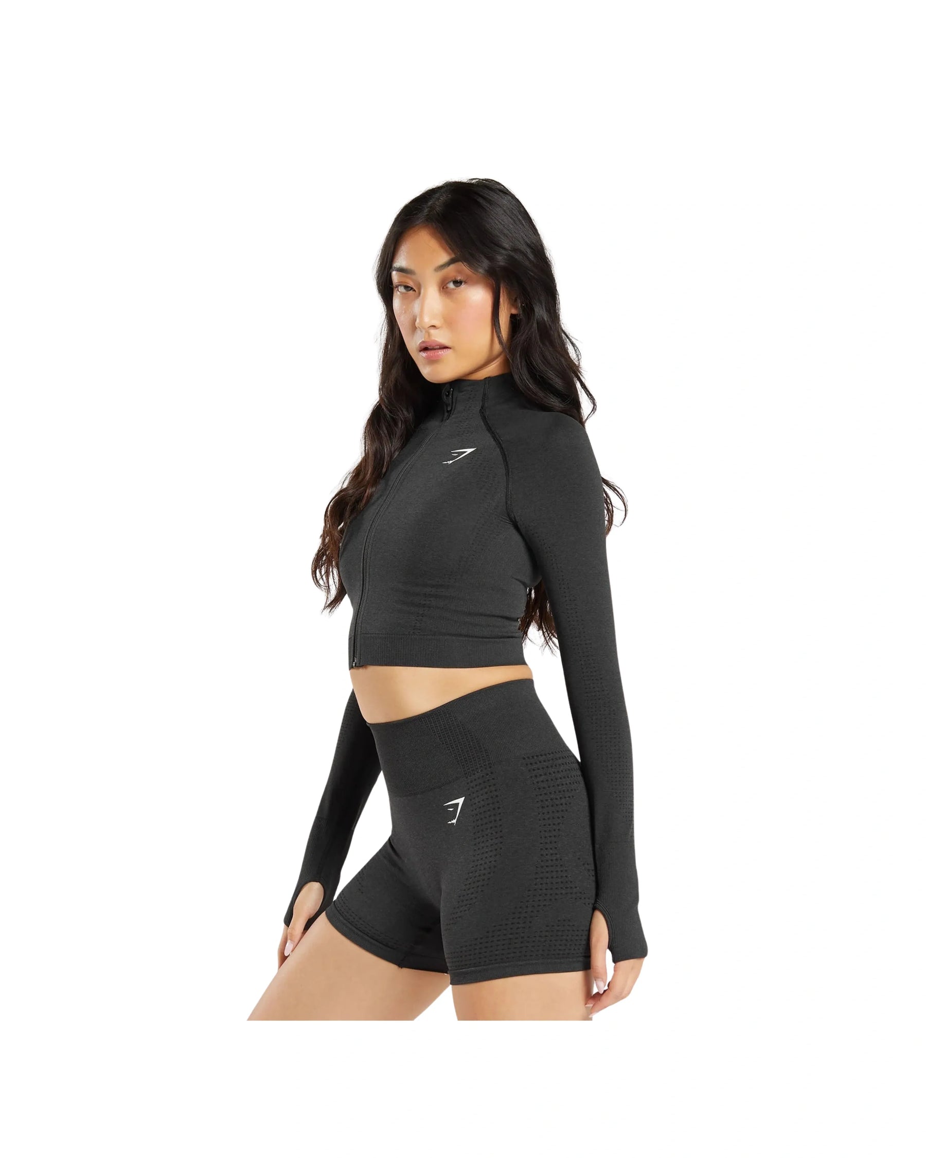 Gymshark Vital Midi Zip Up Jacket Black Marl