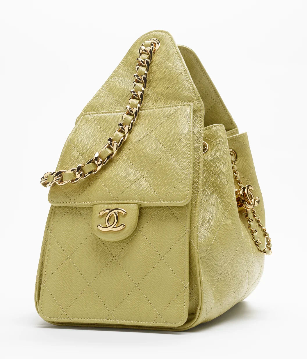 CHANEL 25 Small Handbag Grained Calfskin & Gold-Tone Metal Green