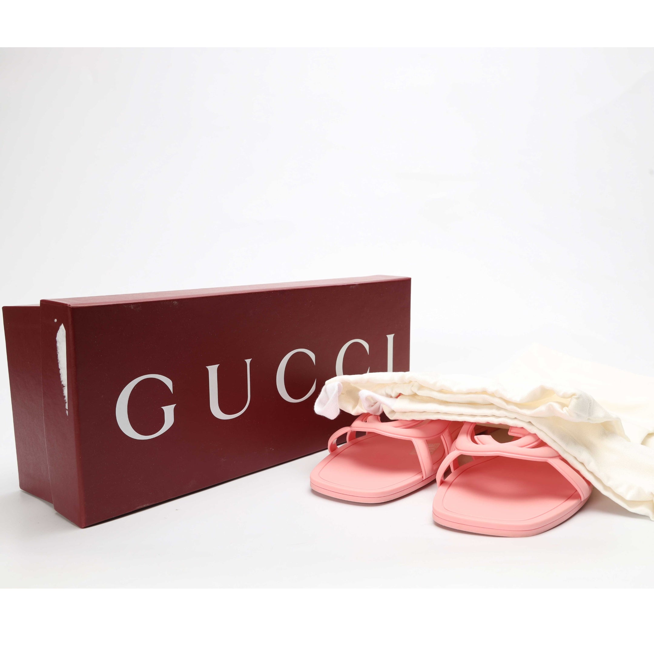 Gucci Interlocking G Pink Slide Sandals