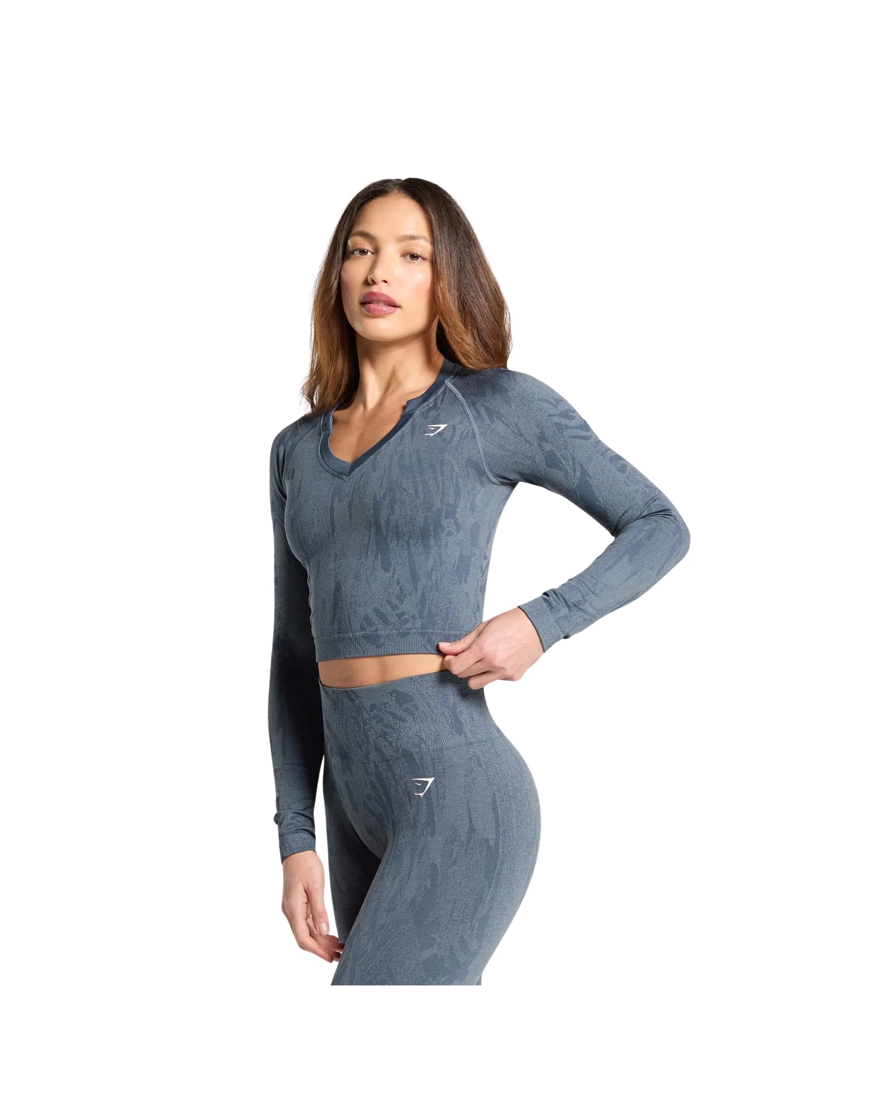 Adapt Camo Seamless Long Sleeve Top Body fit Titanium Blue/Denim Grey