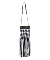 Houndstooth Shoulder Bag with Fringe
