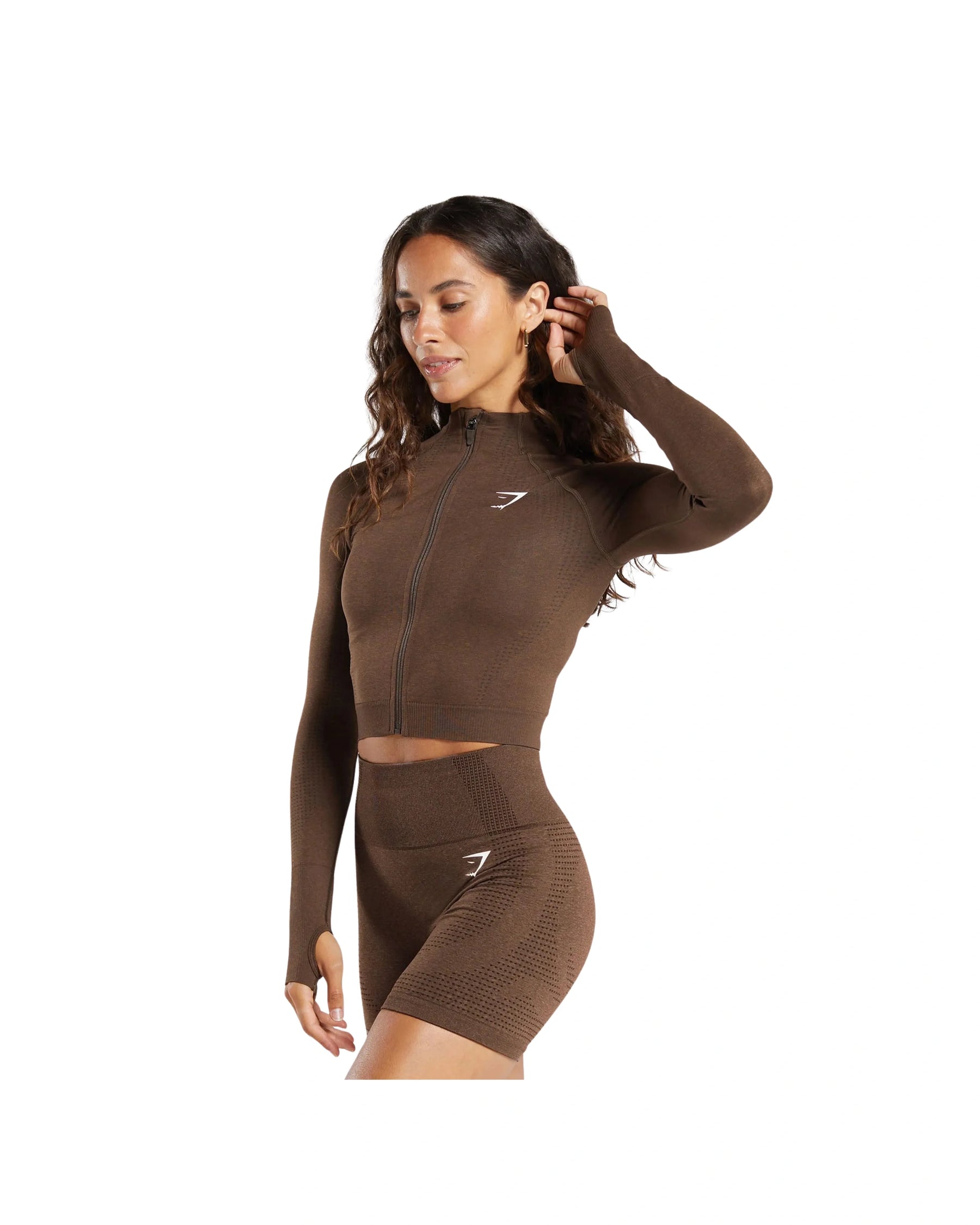 Gymshark Vital Midi Zip Up Jacket Espresso Marl