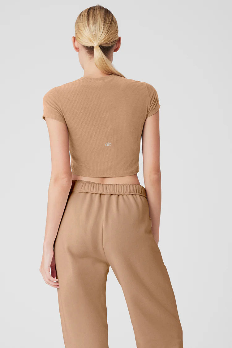 Ribbed Sea Coast Cropped Short Sleeve Tee