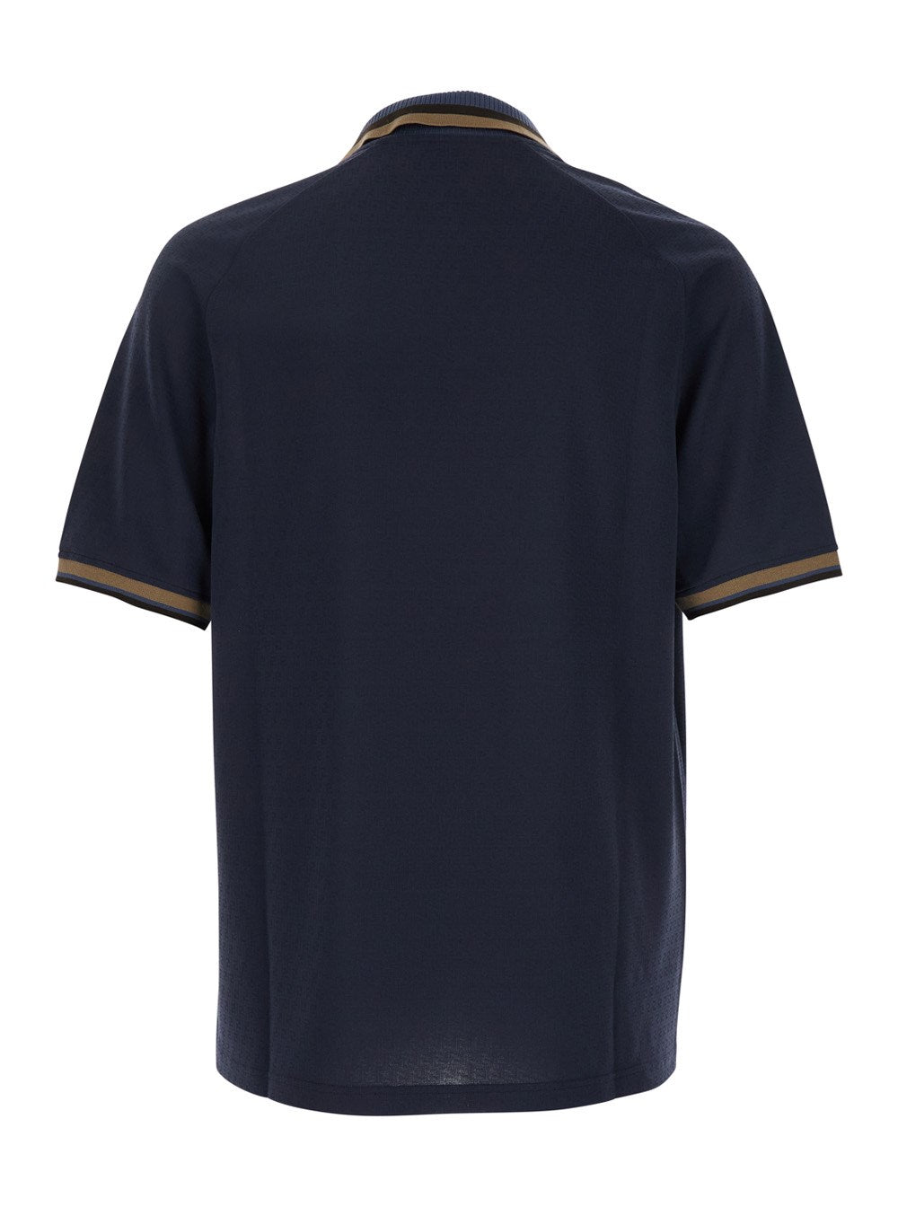 Fendi Blue Polo with All-Over Tone-on-Tone FF Motif and Fendi Club Patch on the Front in Tech Fabric Man