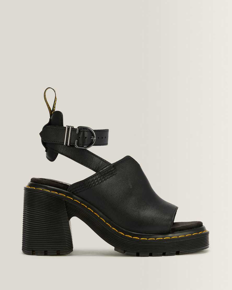 Millee Leather Open Toe Sandals — Black
