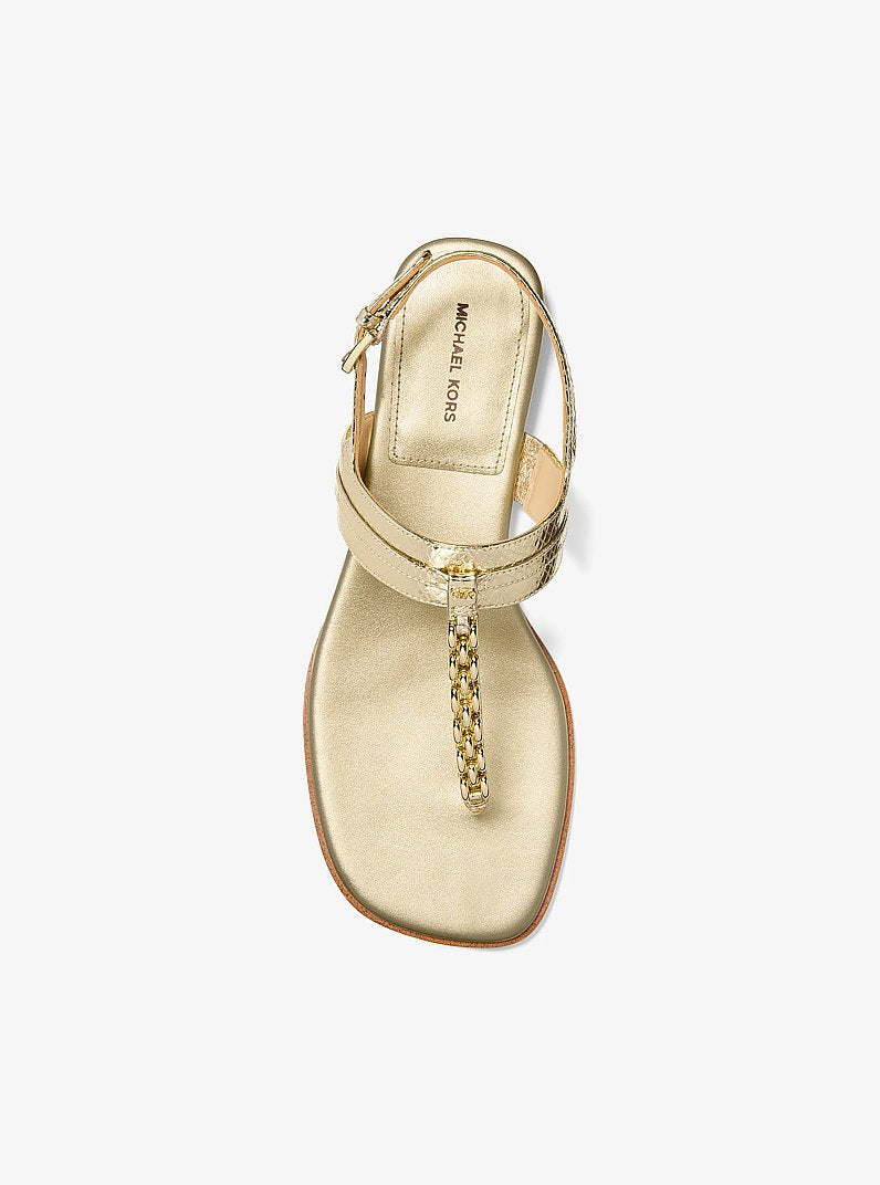 Marcia Embellished Metallic Leather Sandal