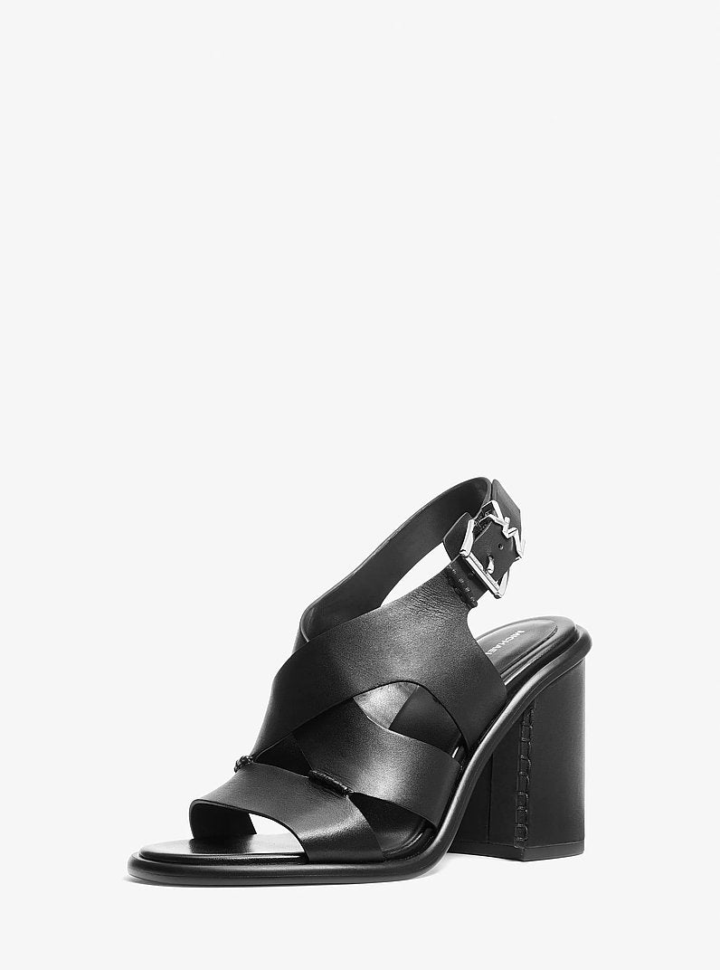 Raven Leather Block Heel Sandal