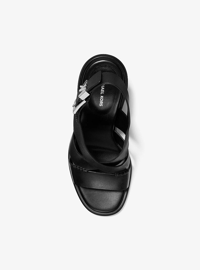 Raven Leather Block Heel Sandal
