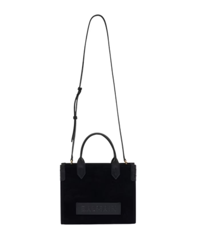 Black Leather Shopper Bag with Handles