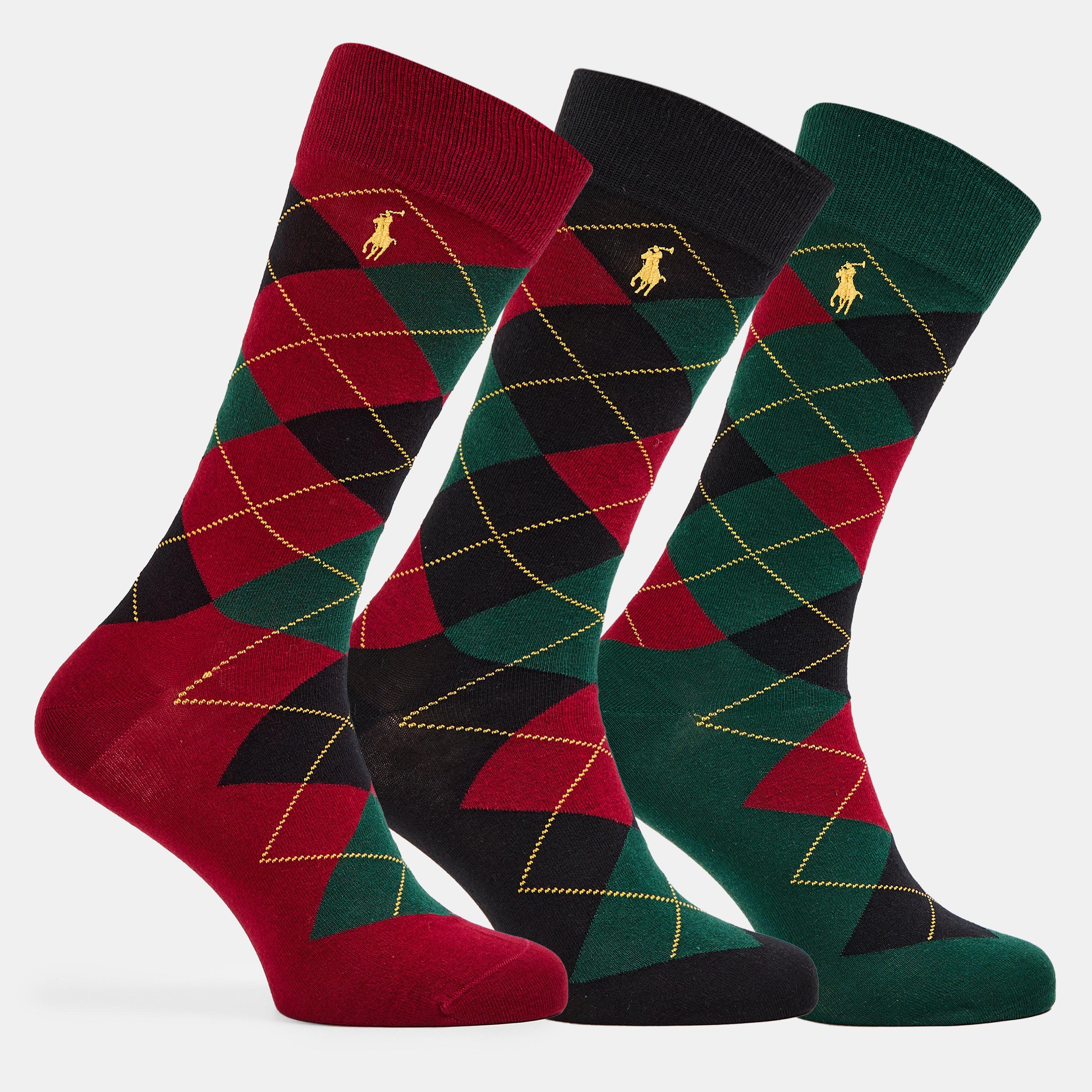 3 Pack Argyle Crew Socks
