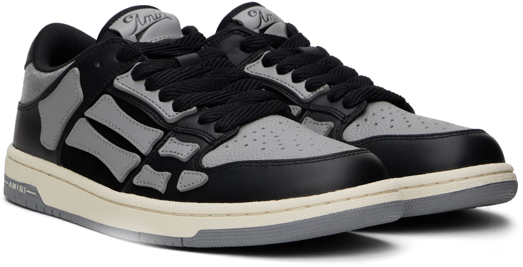 Black & Gray Skel-Top Low Sneakers