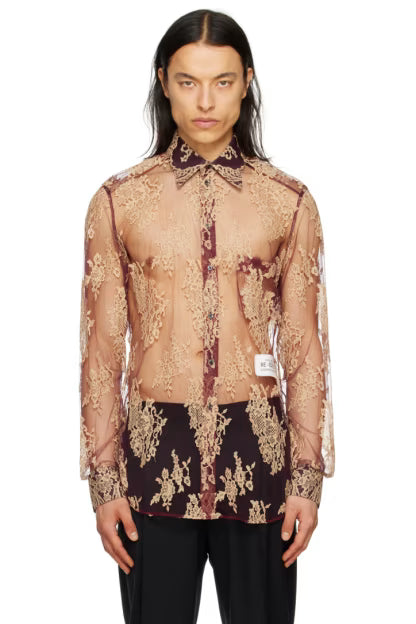 Dolce&Gabbana Burgundy Floral Shirt