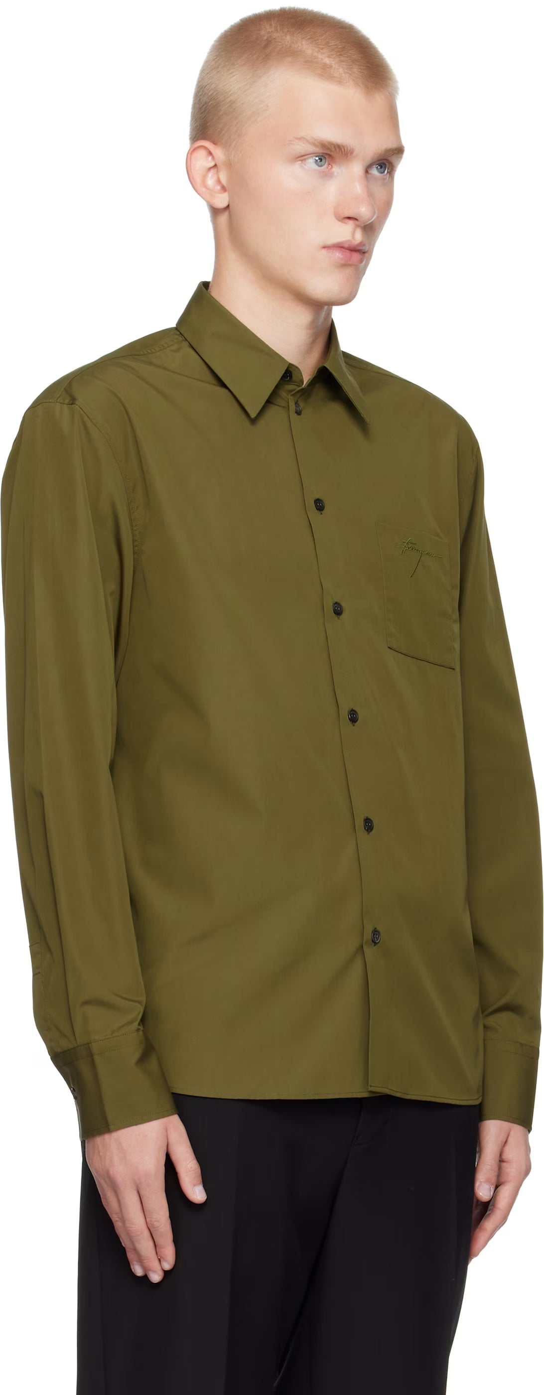 Ferragamo Khaki Long Sleeved Shirt