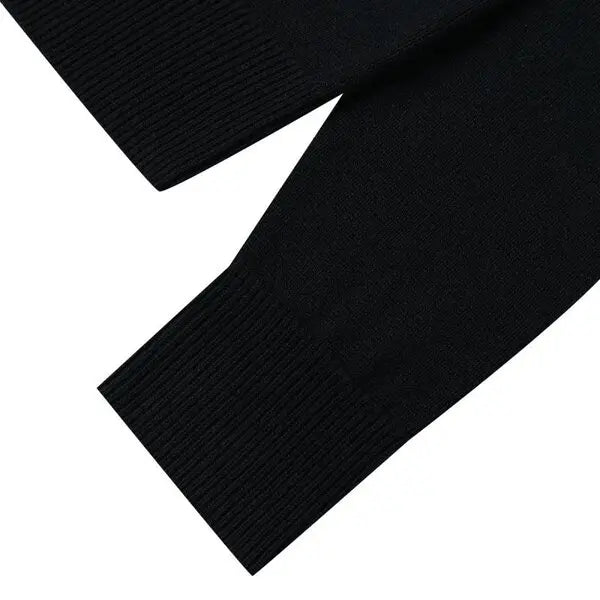 Icon stripe trim wool cashmere sweater - black
