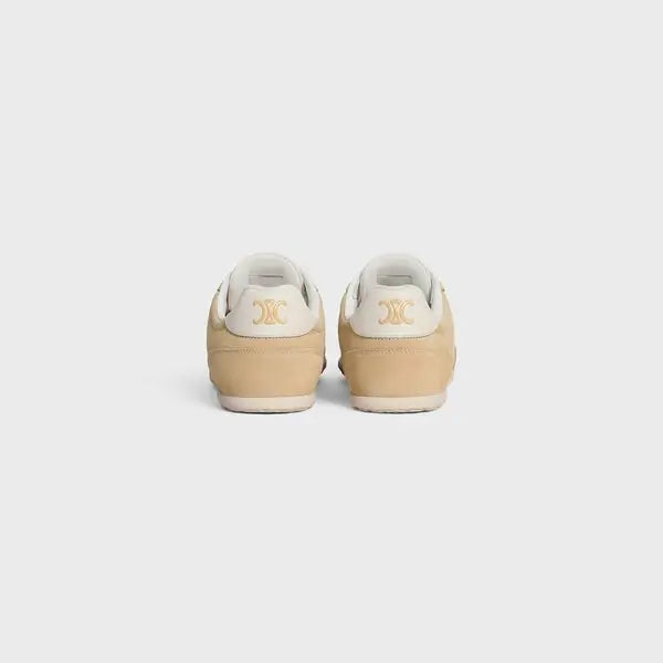 Jogger low lace-up sneakers in suede calfskin and calfskin - cappuccino/white coffee