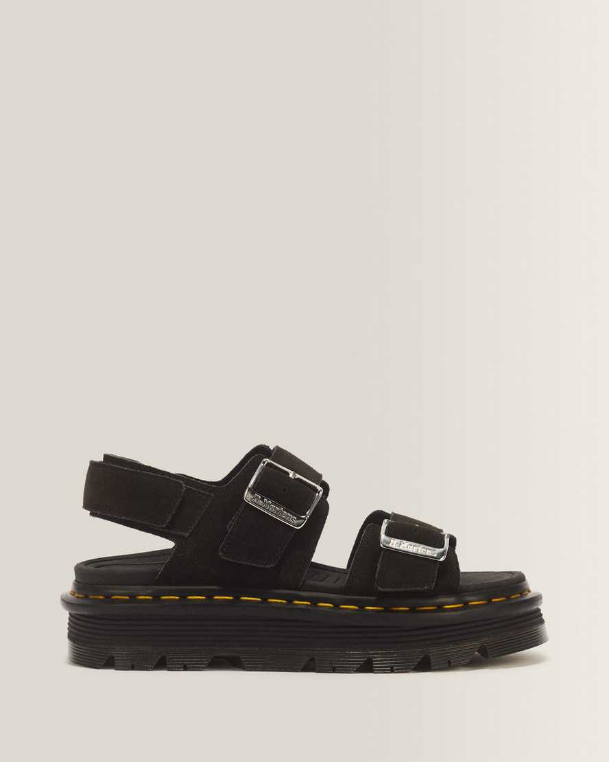 Zebzag Suede Platform Sandals — Black