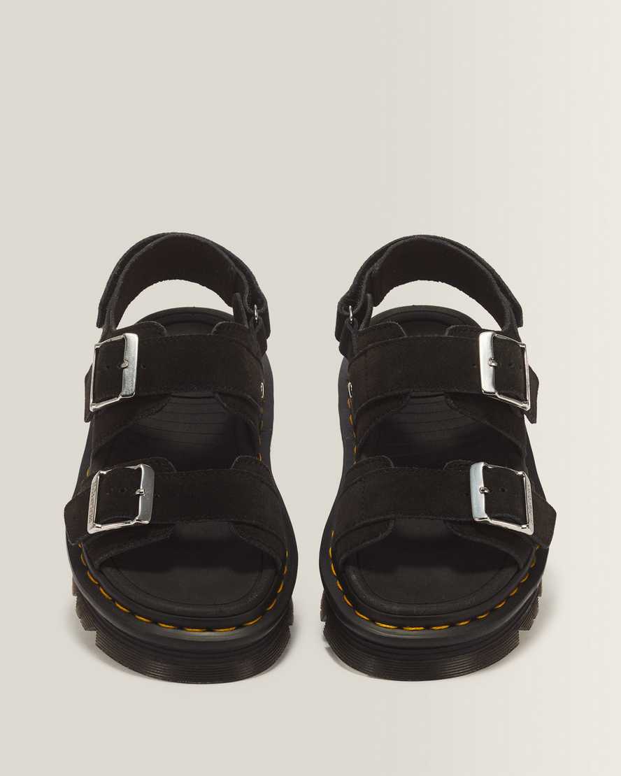 Zebzag Suede Platform Sandals — Black