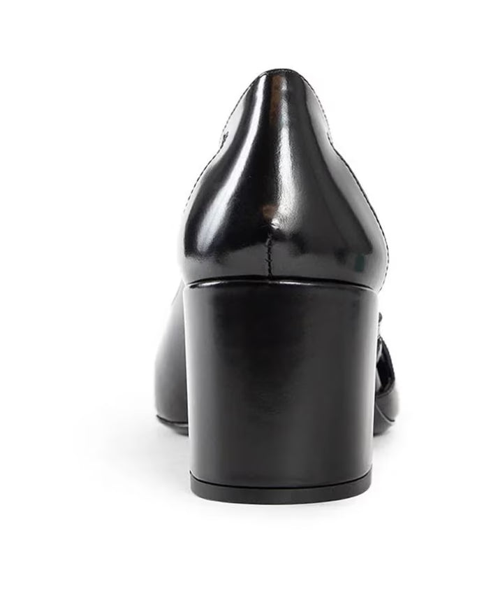 Prada Leather Cut-Out Pumps with Cuban Heel