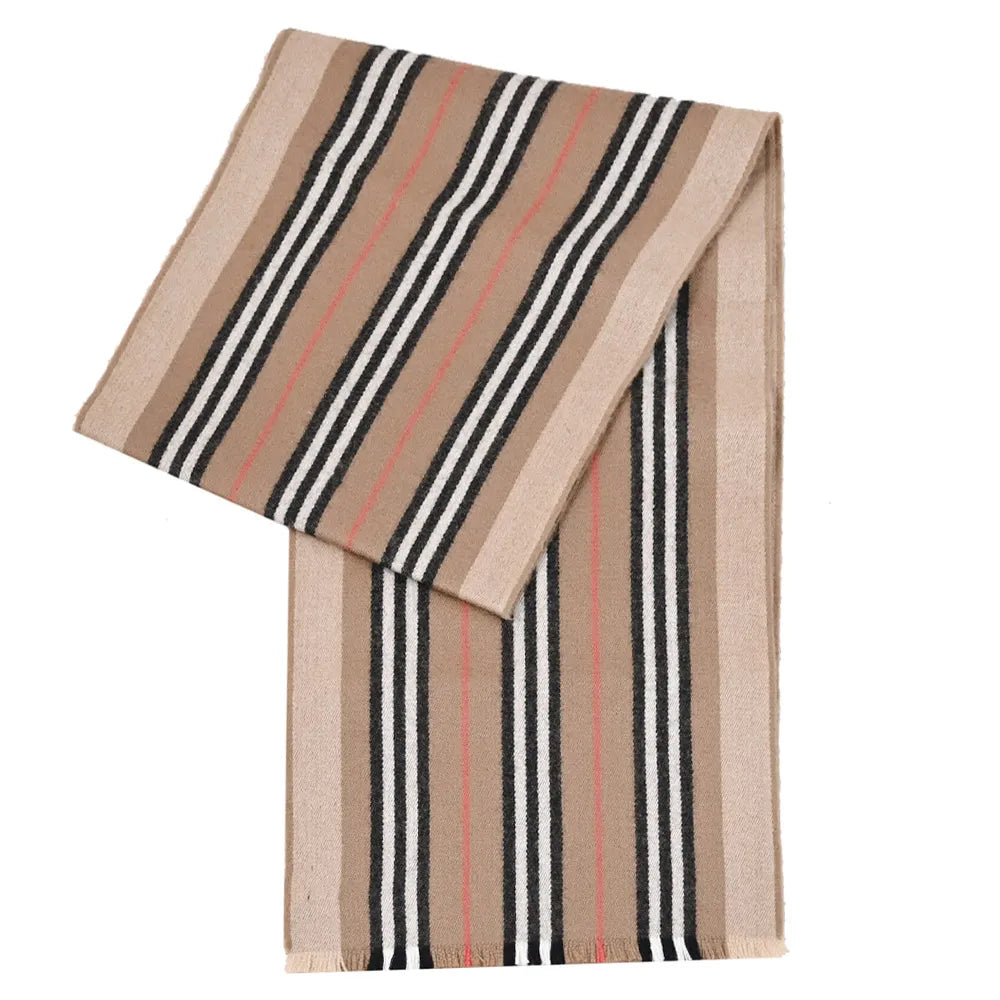 BURBERRYClassic striped double-sided printed wool long scarf