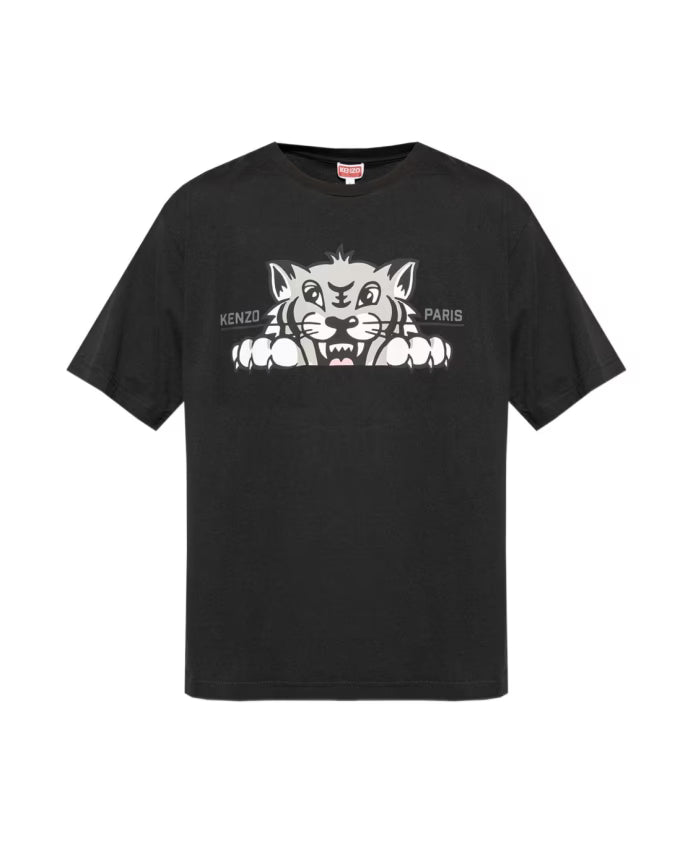 Kenzo Black Graphic Print Round Neck T-shirt