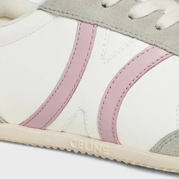 Jogger low lace-up sneakers in calfskin suede - white
