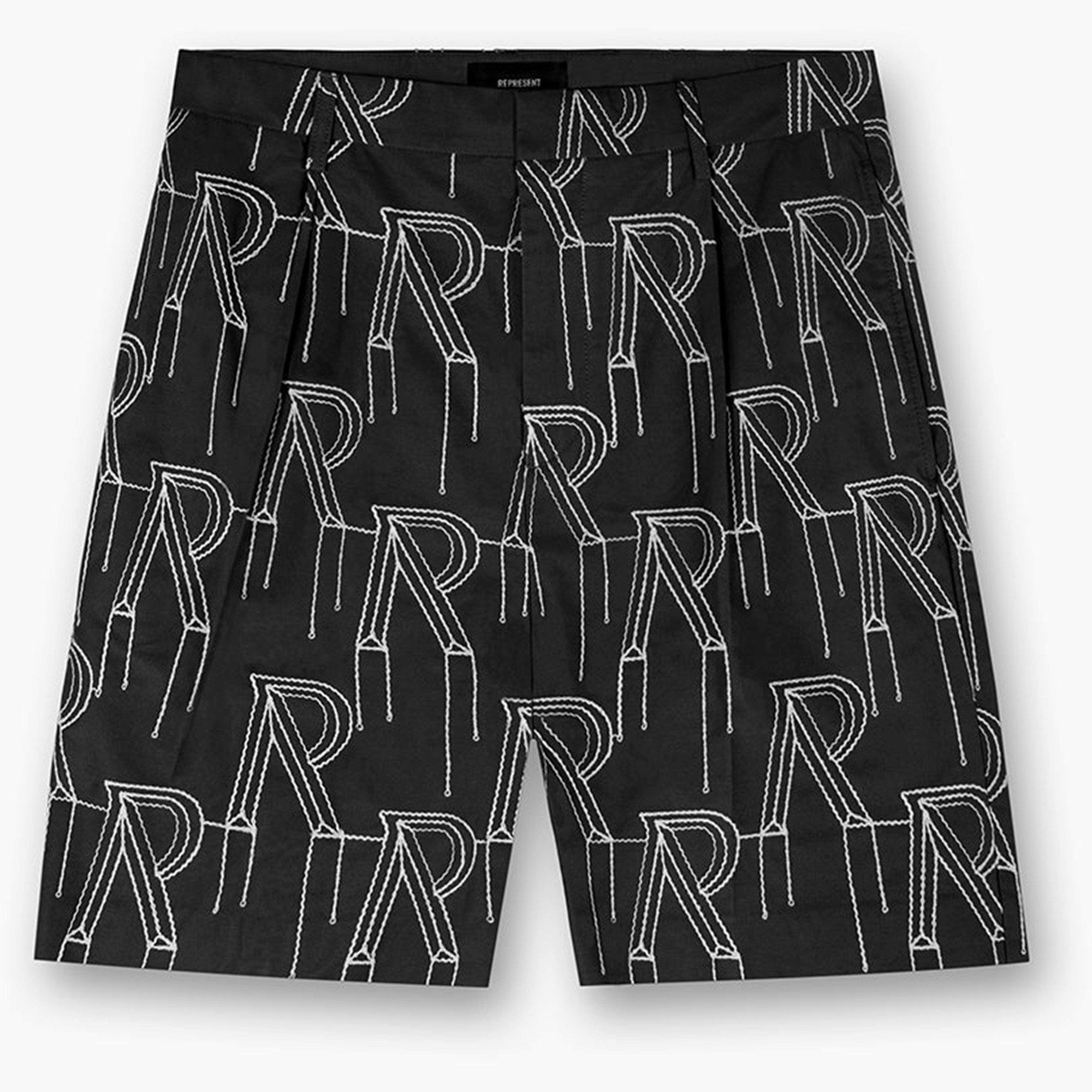 Men's Rep R Embroidered All-over Motif Shorts