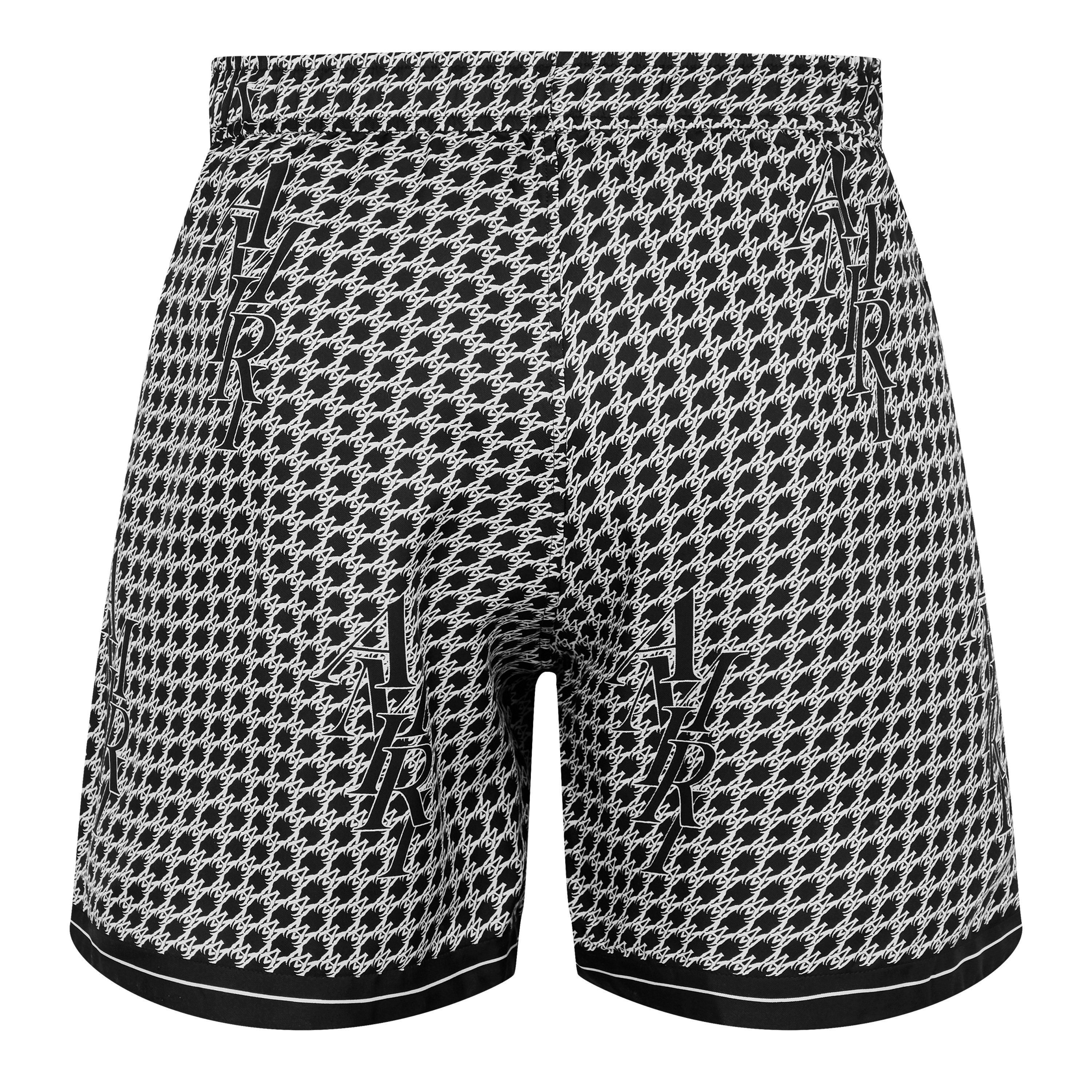 Men's Staggered Houndstooth Silk Woven Tracksuit Shorts