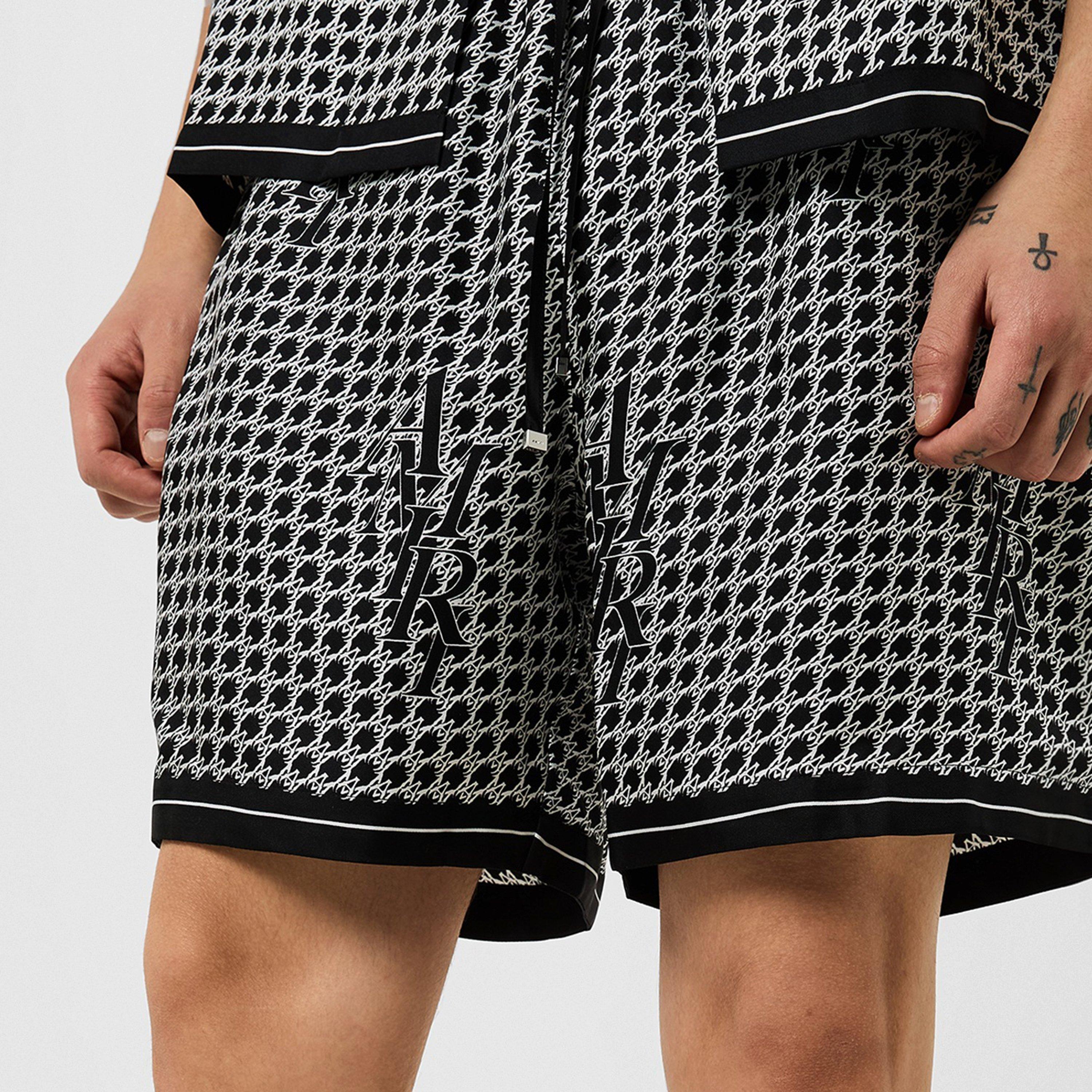 Men's Staggered Houndstooth Silk Woven Tracksuit Shorts