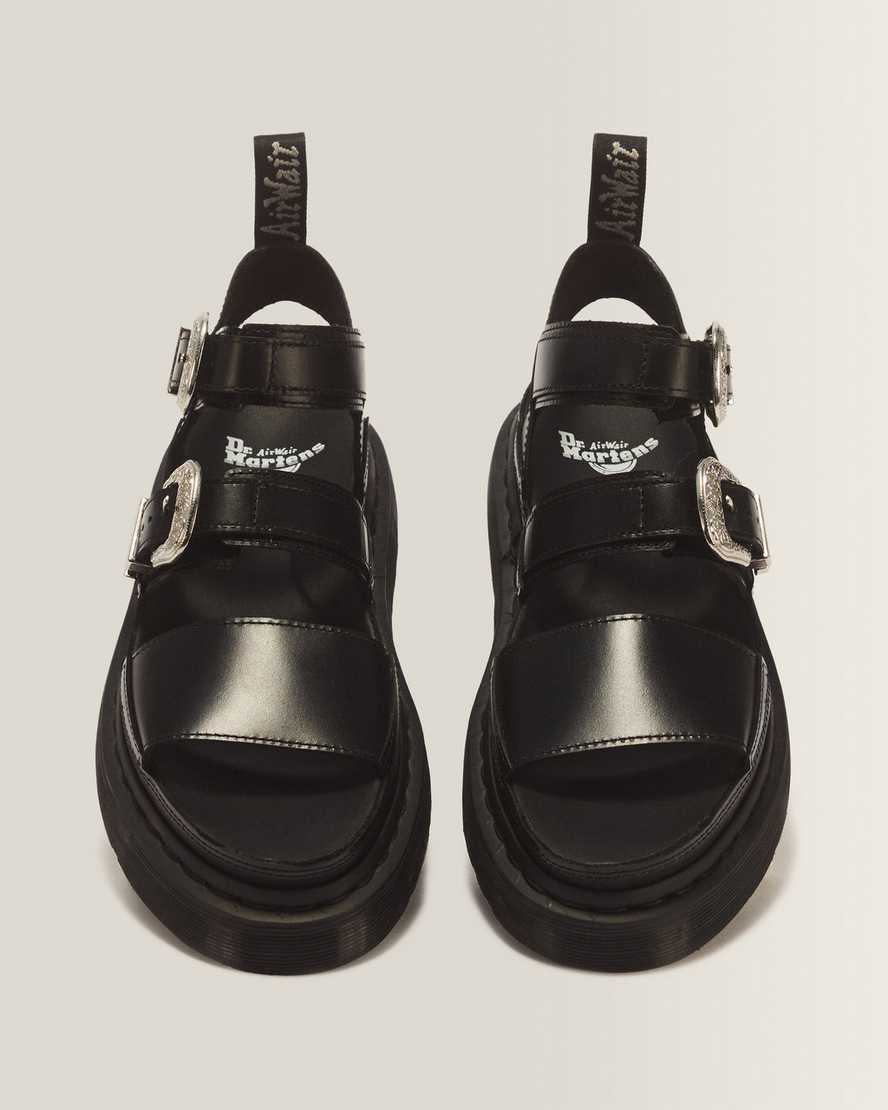 Gryphon Quad Leather Gladiator Platform Sandals — BLACK ATLAS