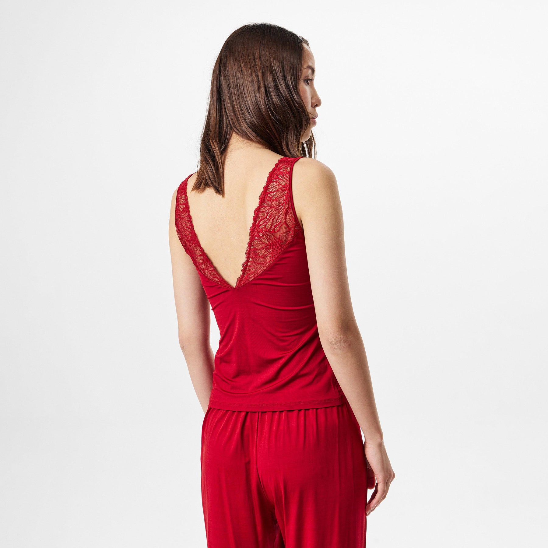 Lace Trim Jersey Vest