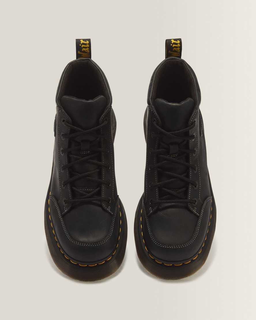 Buzz 6 Eye Wyoming Leather Lace Up Boots — Black