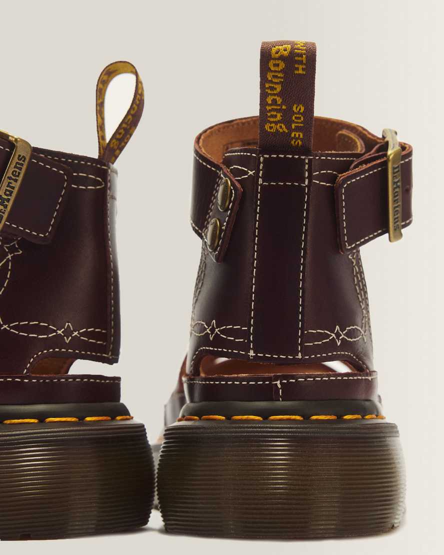 Clarissa II Quad Desert Rodeo Classic Pull Up Leather Sandals — Dark Brown