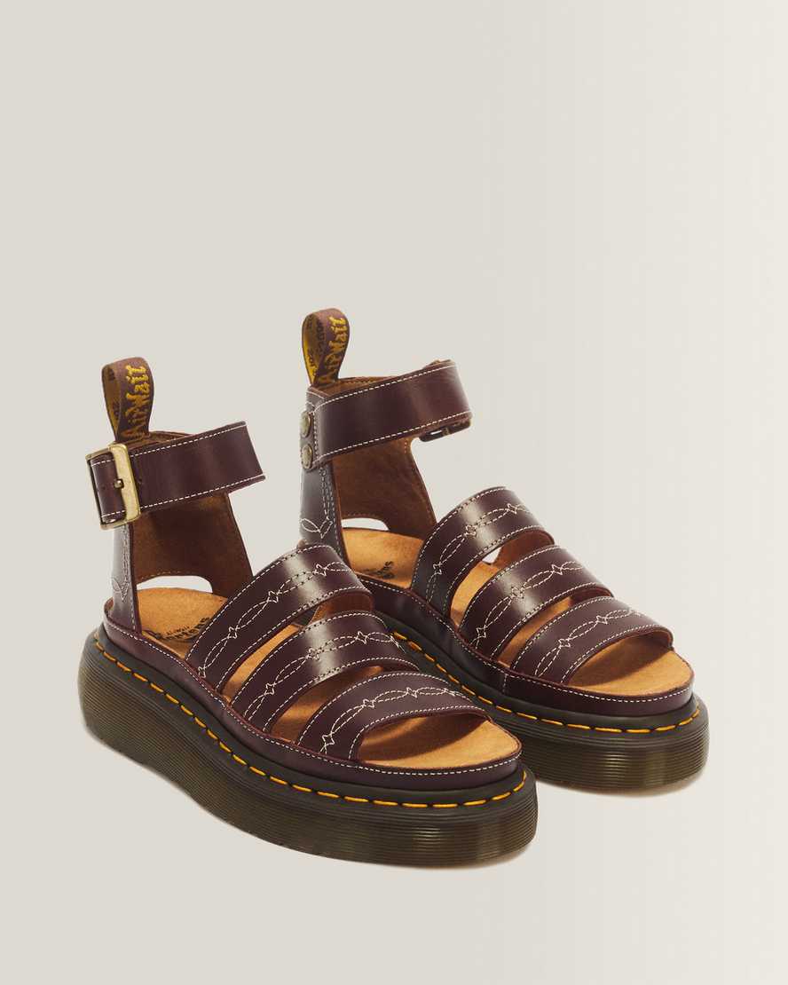 Clarissa II Quad Desert Rodeo Classic Pull Up Leather Sandals — Dark Brown