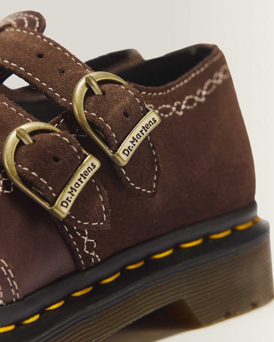 8065 Desert Rodeo Leather & Suede Mary Jane Shoes — DARK BROWN