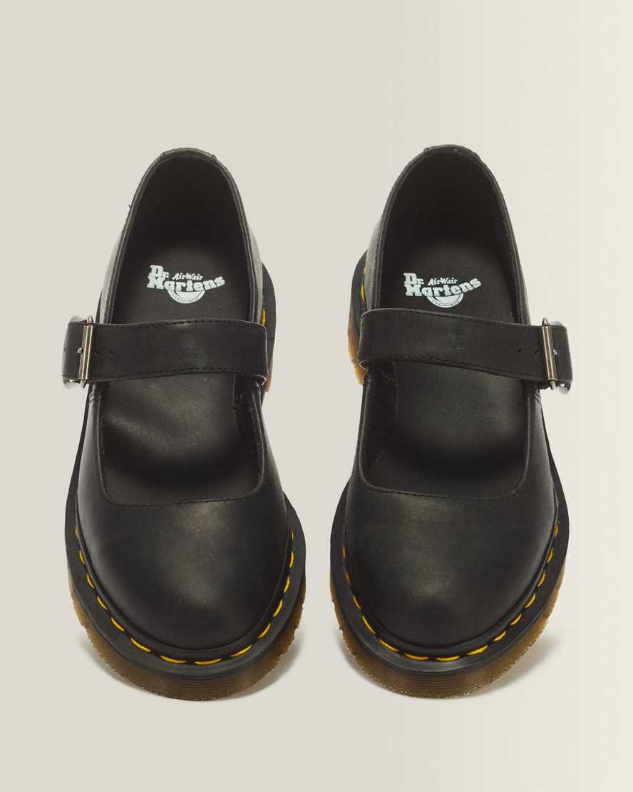 Mariel II Leather Mary Jane Shoes — Black