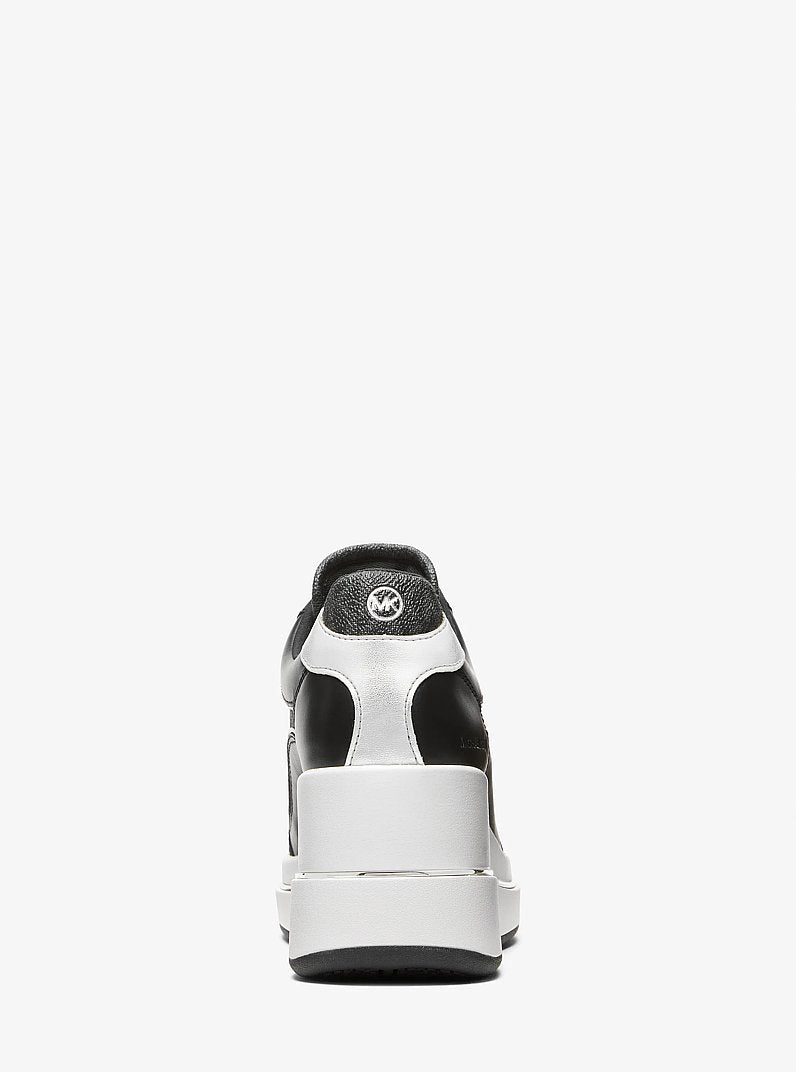 Emmy Signature Logo and Leather Wedge Trainer