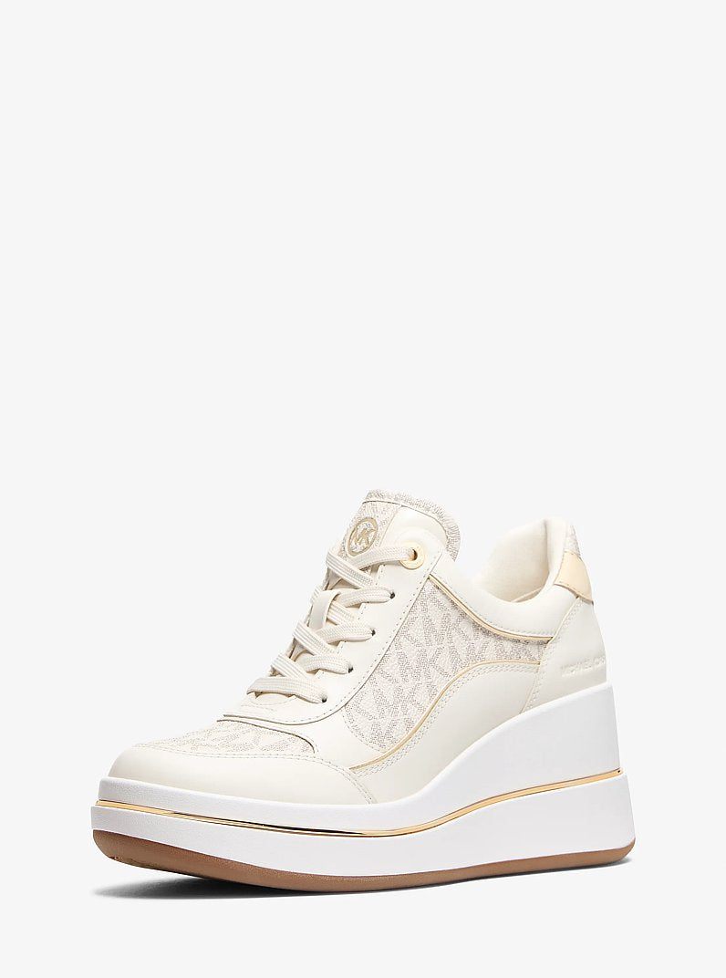 Emmy Signature Logo and Leather Wedge Trainer
